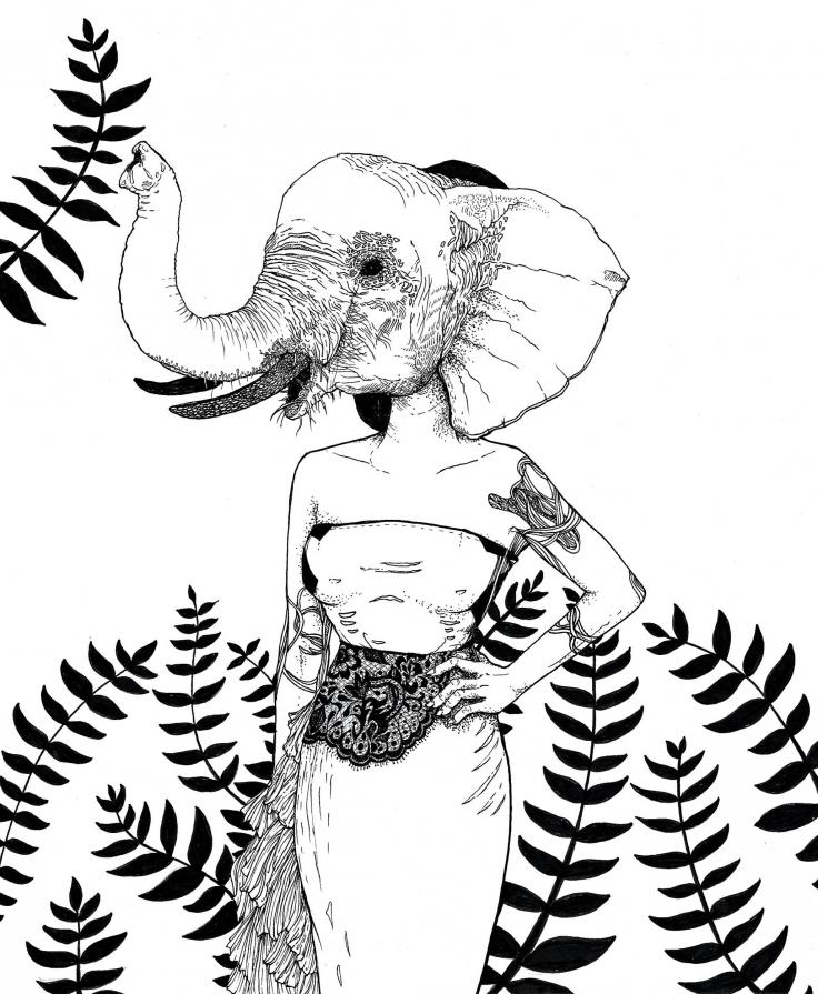 736x895 Elephant Woman