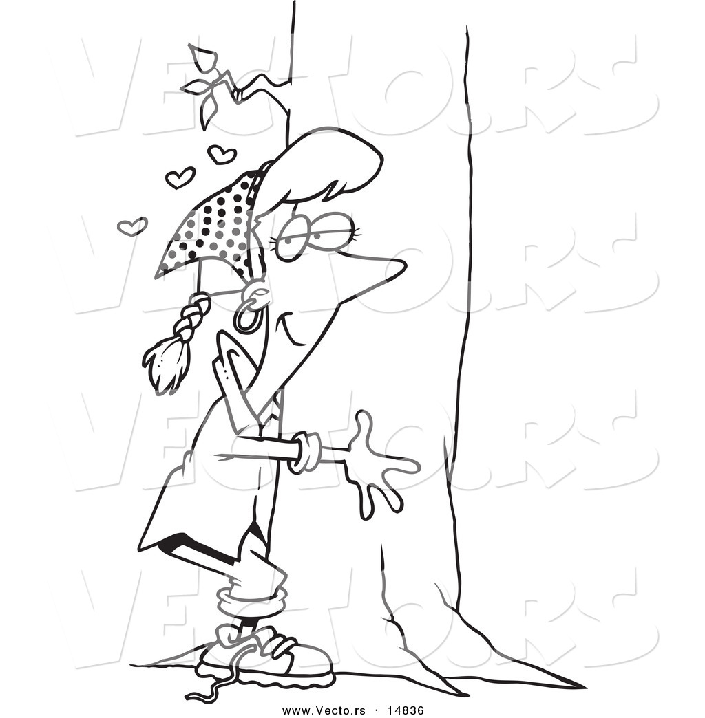 1024x1044 Vector Of A Cartoon Hippie Woman Hugging A Tree