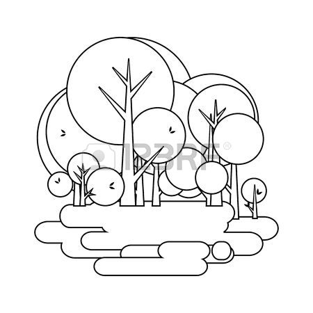 450x450 Vector Cartoon Image Green Trees Environment Nature Emblem