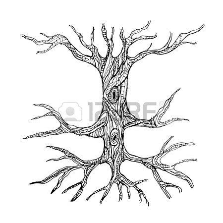 450x450 Big Old Tree With Roots For Your Design Royalty Free Cliparts