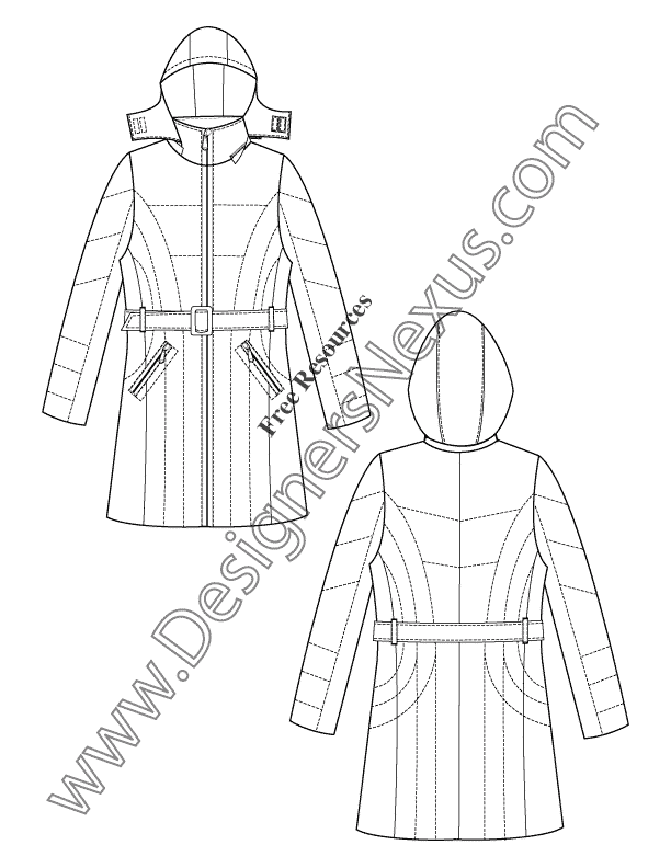 612x792 Free Downloads Illustrator Coat Flat Sketches