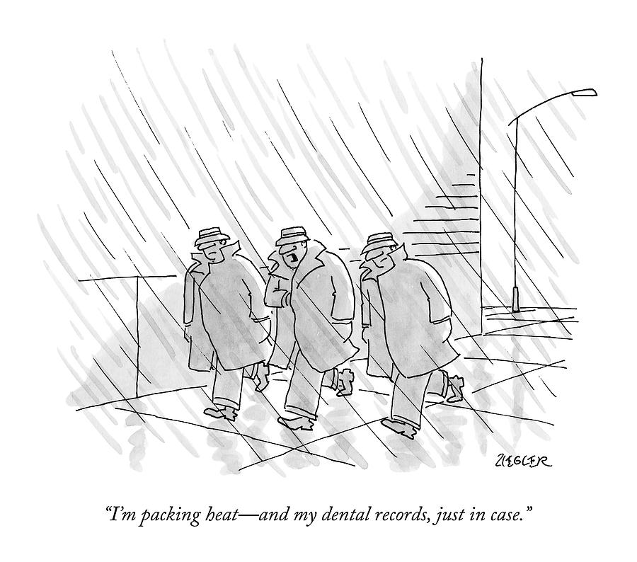 900x794 Three Men In Trench Coats Walk Down The Street Drawing By Jack Ziegler