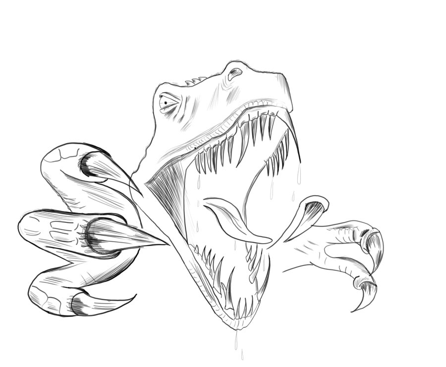 900x741 T Rex Drawing By Alanpro777