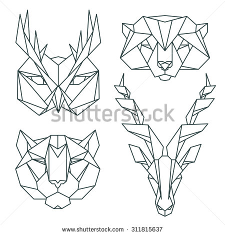 450x470 Animal Icons, Vector Icon Set. Abstract Triangular Style
