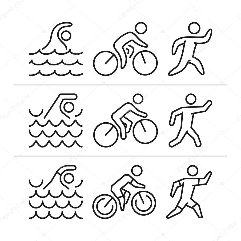 1024x1024 Vector Linear And Flat Triathlon Logo And Icons. Stock Vector