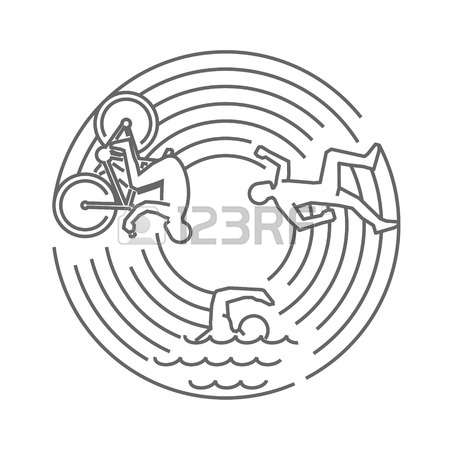 450x450 Run Artistic Vector Line Design Concept For Triathlon. Linear