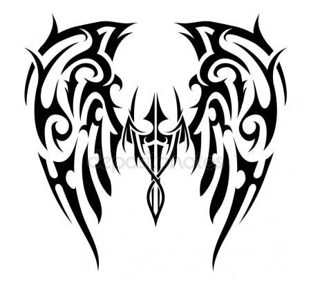 450x409 Wings Tattoo Tribal Art Stock Vector Akv Lv