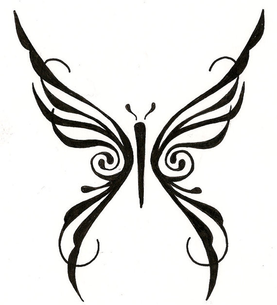 570x626 Tribal Butterfly Custom Tattoo Drawing By Silverwingstattoos Art