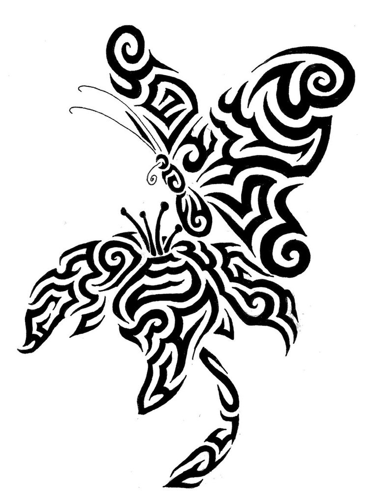 792x1008 Tribal Butterfly N' Flower By Fensterfisch
