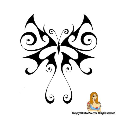 500x500 Awesome Tribal Butterfly Tattoo Design