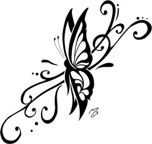 300x285 Tribal Butterfly Tattoo Designs For Women Rhomthugz
