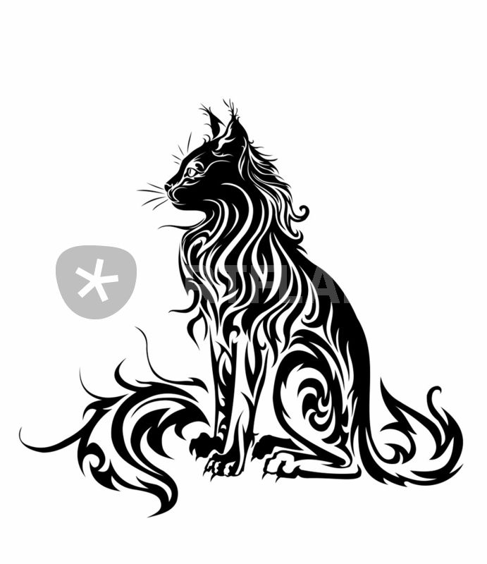691x800 Cat Tribal Tattoo Digital Art Art Prints And Posters By Avestra