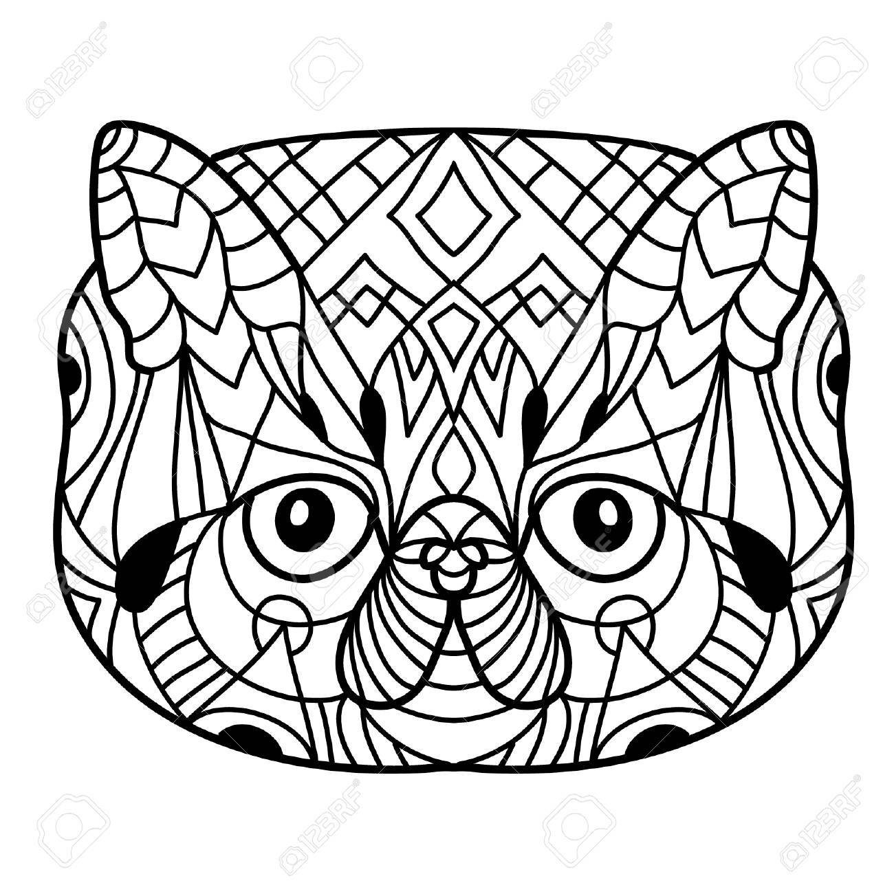 1300x1300 Coloring Book For Adults. Cat Book. Head Of A Cat On