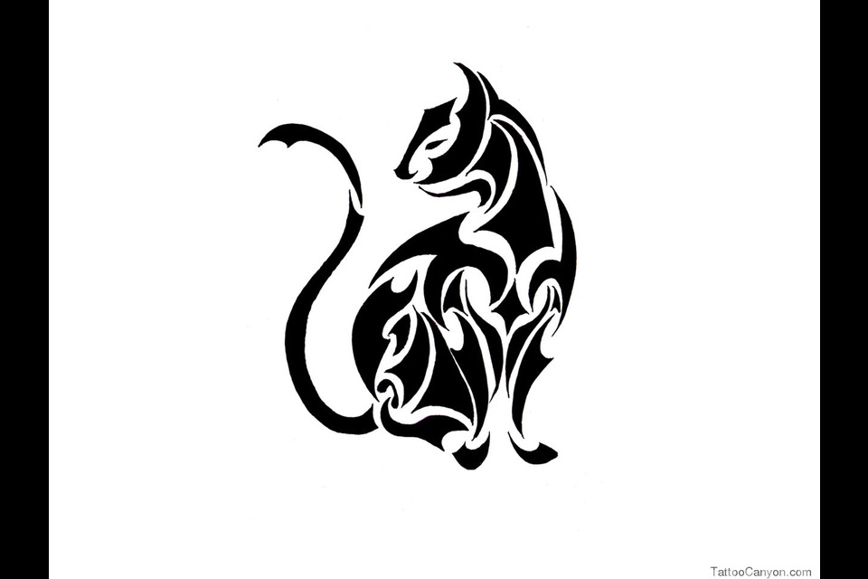 960x640 Sitting Tribal Cat Tattoo Design In 2017 Real Photo, Pictures