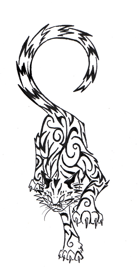 486x951 Tribal Cat By Basiliskzero