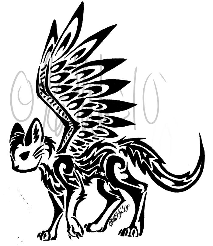 700x808 Winged Cat Tribal By Kittykatofhyperness Other