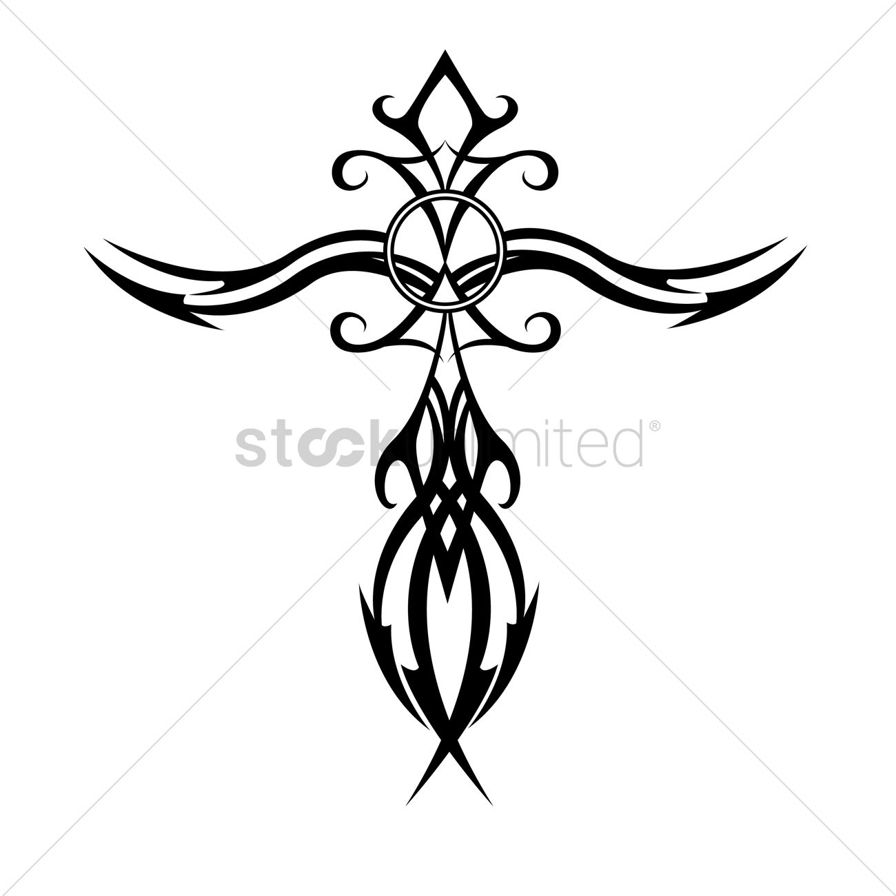1300x1300 Tribal Cross Tattoo Vector Image