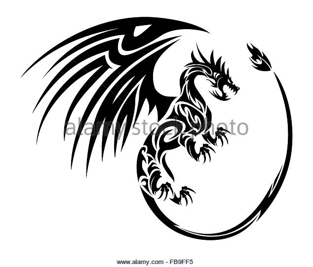 634x540 Tribal Dragon Tattoo Stock Photos Amp Tribal Dragon Tattoo Stock
