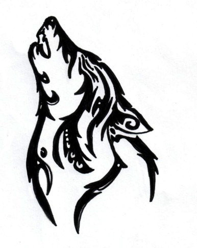 386x486 Tribal Howling Wolf By Silent Howl