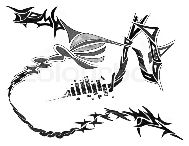 800x620 A Tribal Marker Drawing On Paperoriginal Doodle Art By Me Stock