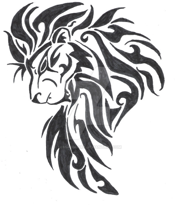 600x704 Large Tribal Lion Head By Tessasglory