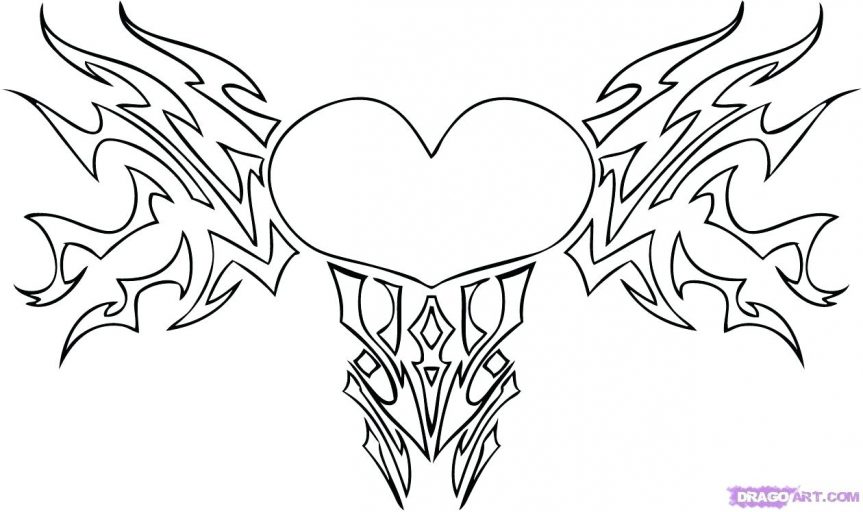 863x512 How To Draw A Tribal Heart Step 6 Pics Of Neon Hearts Pictures