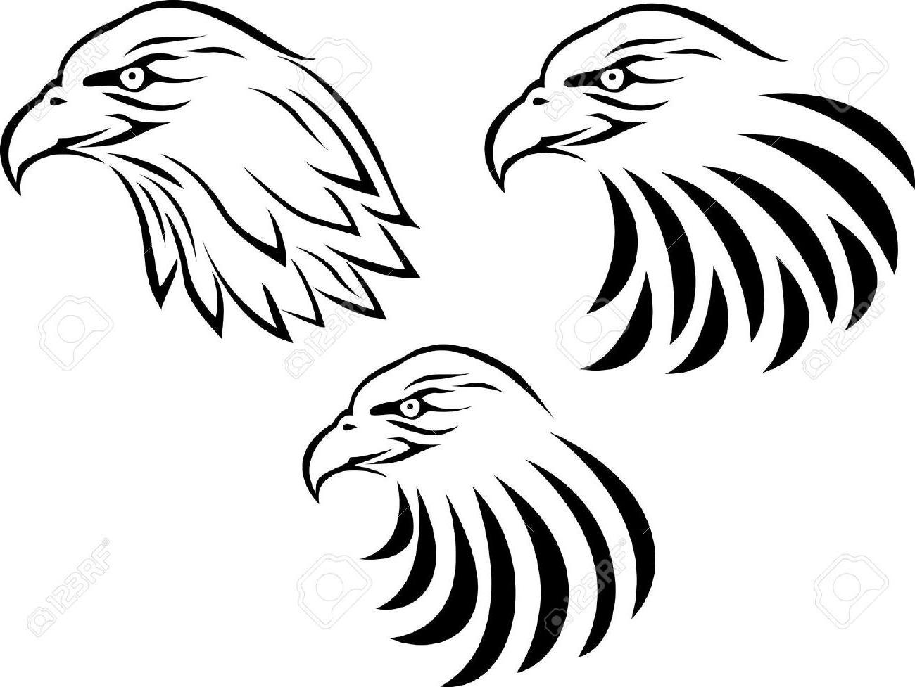 1300x977 Best Hd Eagle Head Tattoo Stock Vector Tribal Drawing