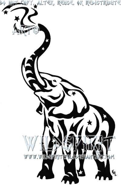400x613 Black Tribal Elephant Tattoo Stencil By Wildspiritwolf