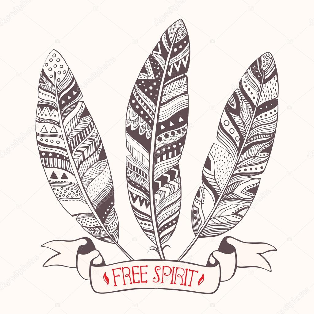 1024x1024 Tribal Feathers Stock Vector Inkant