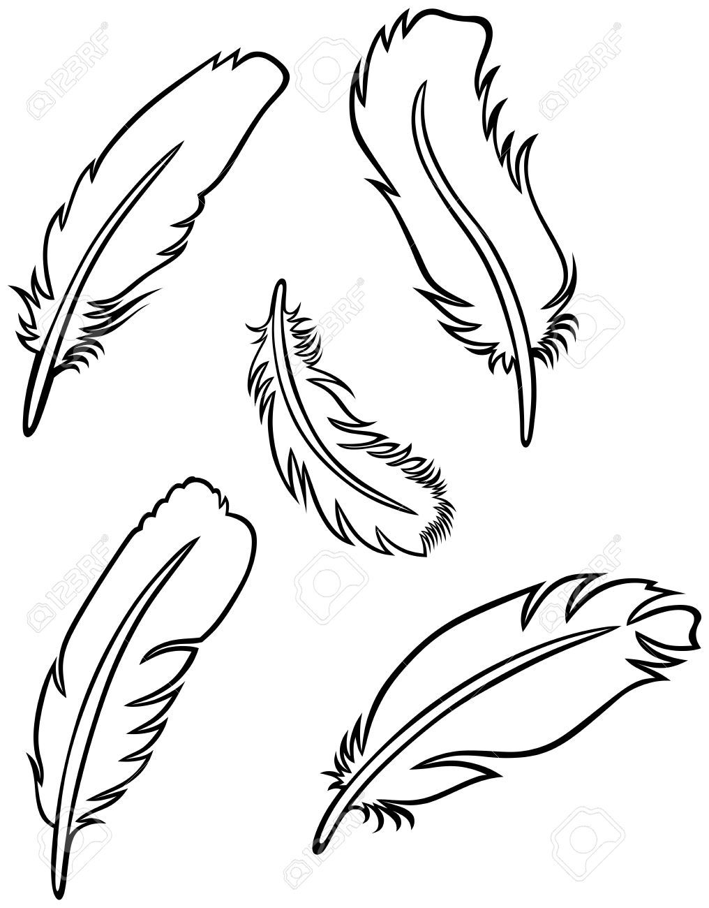 1016x1300 Easy Feather Drawings