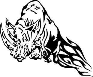 310x256 Tribal Flames Rhinoceros Decal 2 Flaming Animals Animal