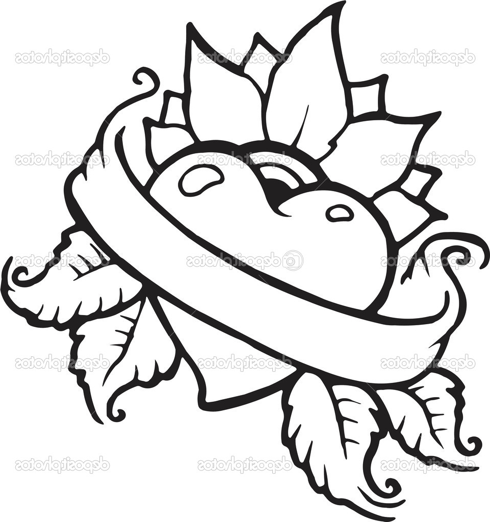 961x1024 Drawing Pic Of Heart With Flower Tribal Heart And Flower Tattoo