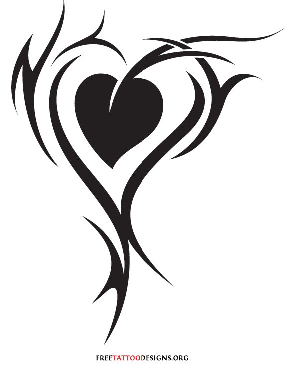 572x733 Tribal Heart And Flower Tattoo Designs Group