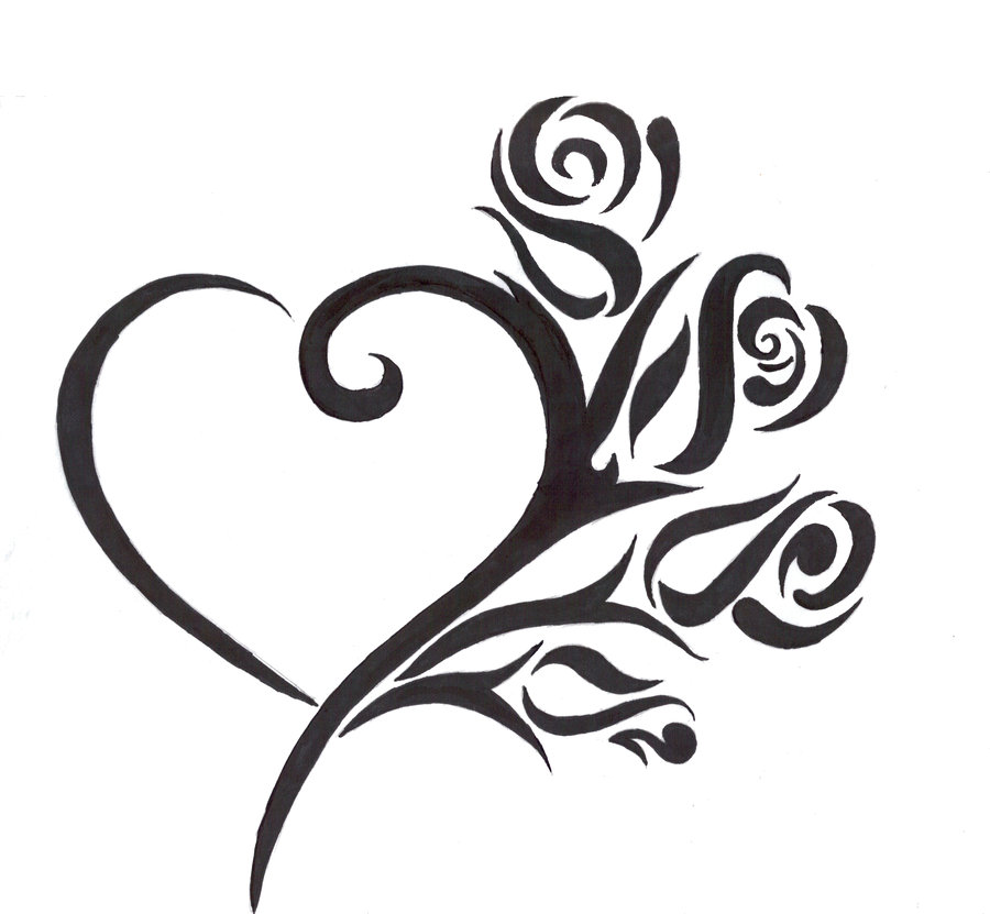 900x831 Tribal Heart Tattoo Design