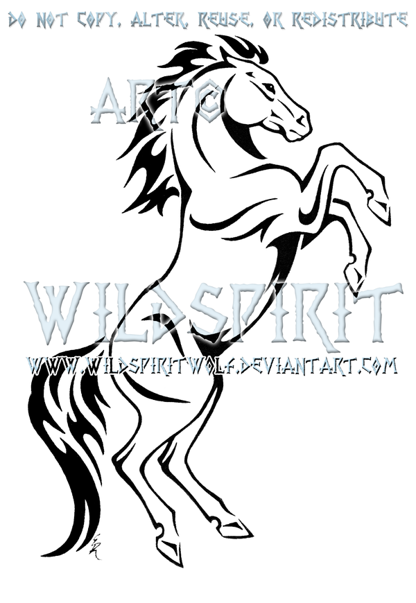 600x870 Rearing Horse Tribal Design By Wildspiritwolf