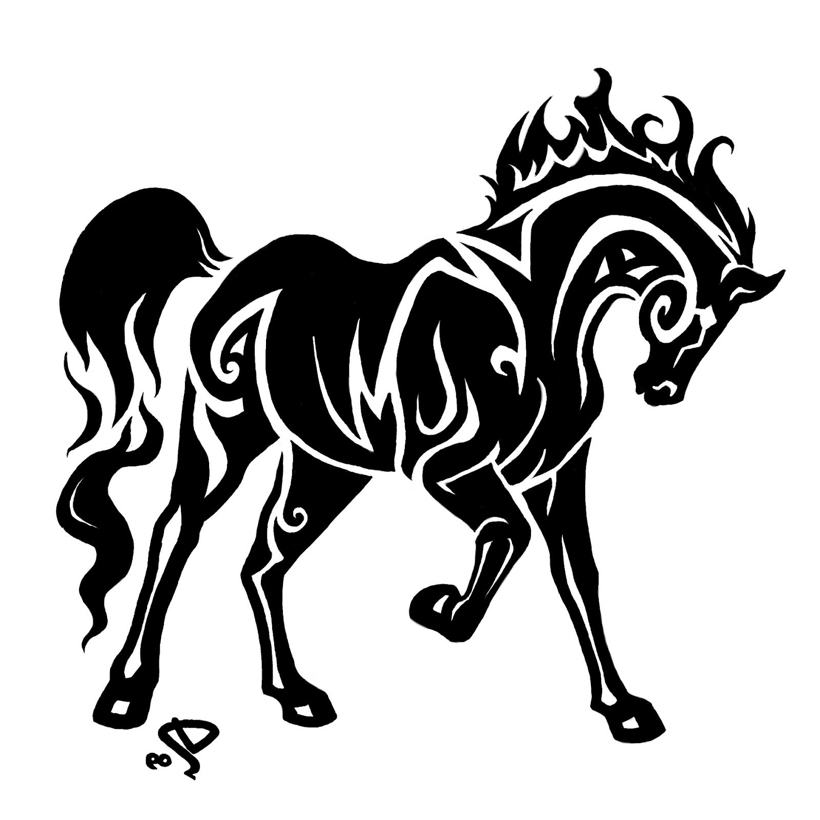 Tribal Horse Drawing at GetDrawings | Free download