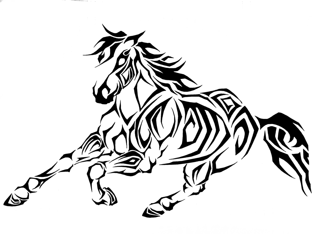 1024x768 Barrel Horse Tribal Art Cutout By Lovehorseslove1