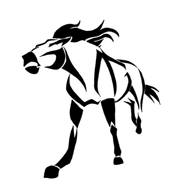 600x605 Black Tribal Horse Tattoo Sample