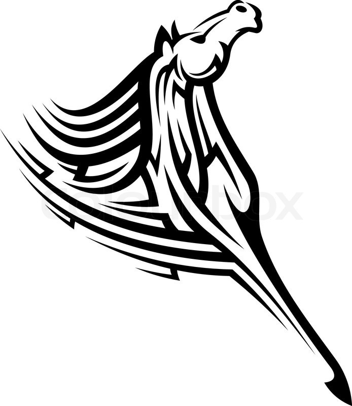 694x800 Black Tribal Horse Mascot For Tattoo Or Another Design Stock