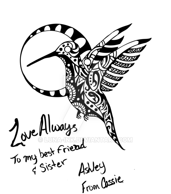 600x680 Hummingbird Tribal By Luna Ink