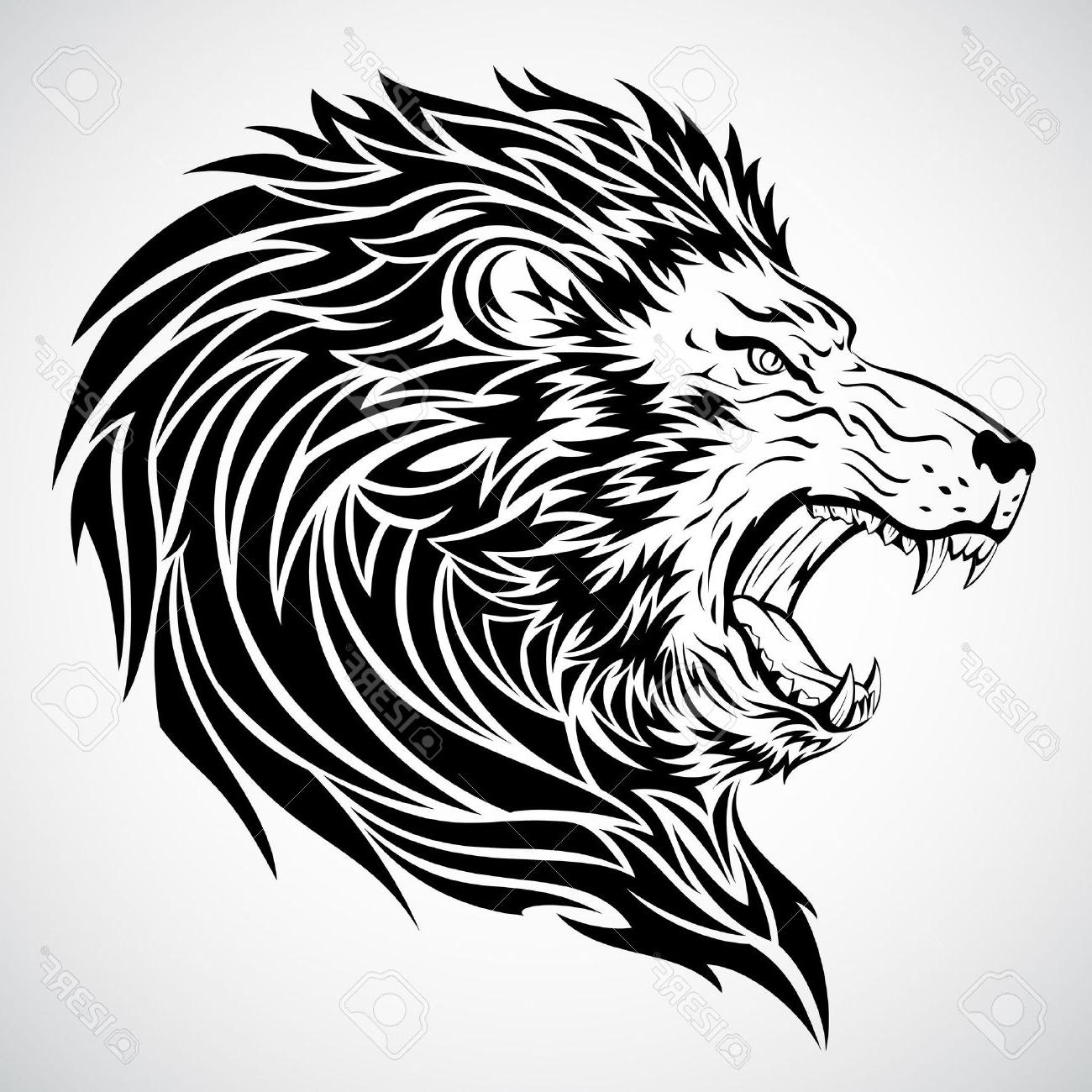 1300x1300 Best Hd Lion Roar Tattoo Stock Vector Tribal Photos