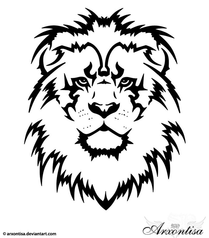 690x787 Tribal Lion Face Tattoo Design