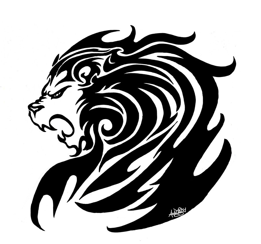 900x840 Tribal Lion By Moonlightdarkangel