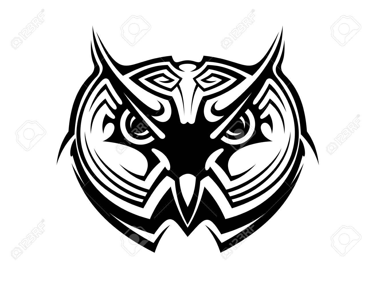 1300x985 Tribal Owl Tattoo For Mascot Design In Black And White Royalty