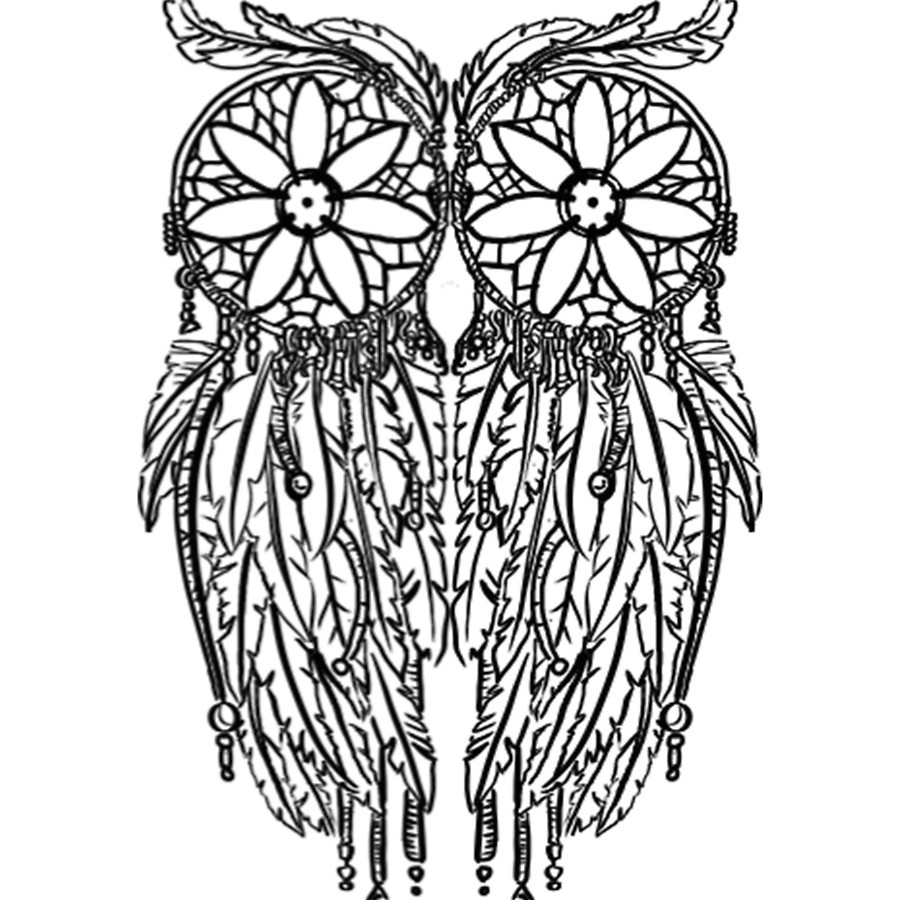 900x900 Wise Ancient Tribal Dream Catcher Owl Design Acrylic Blocks By