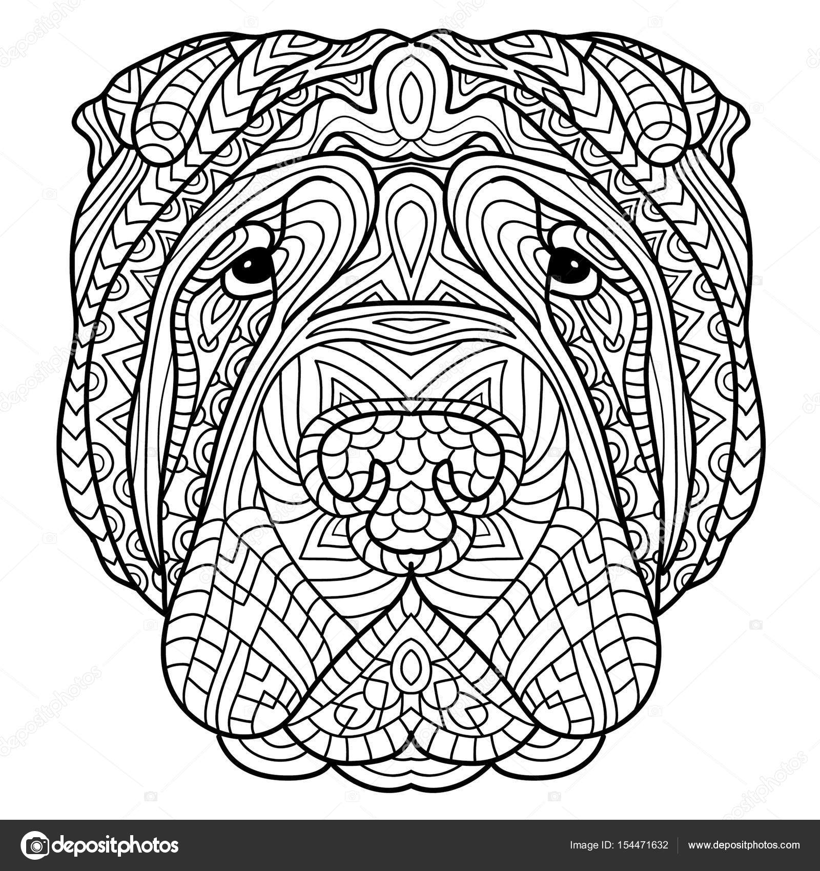 1600x1700 Coloring Book For Adults. Dog Book. The Head Of A Dog Sharpay