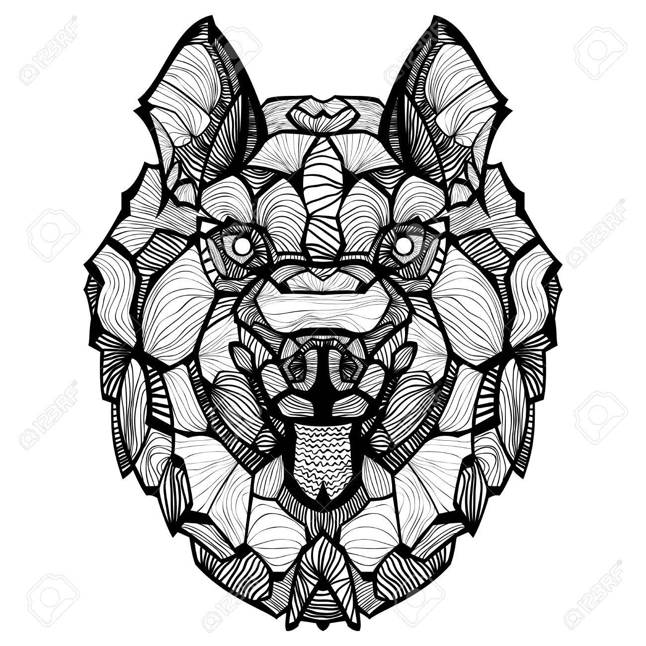 1300x1300 Husky. Ornamental Tribal Patterned Illustration For Tattoo, Poster