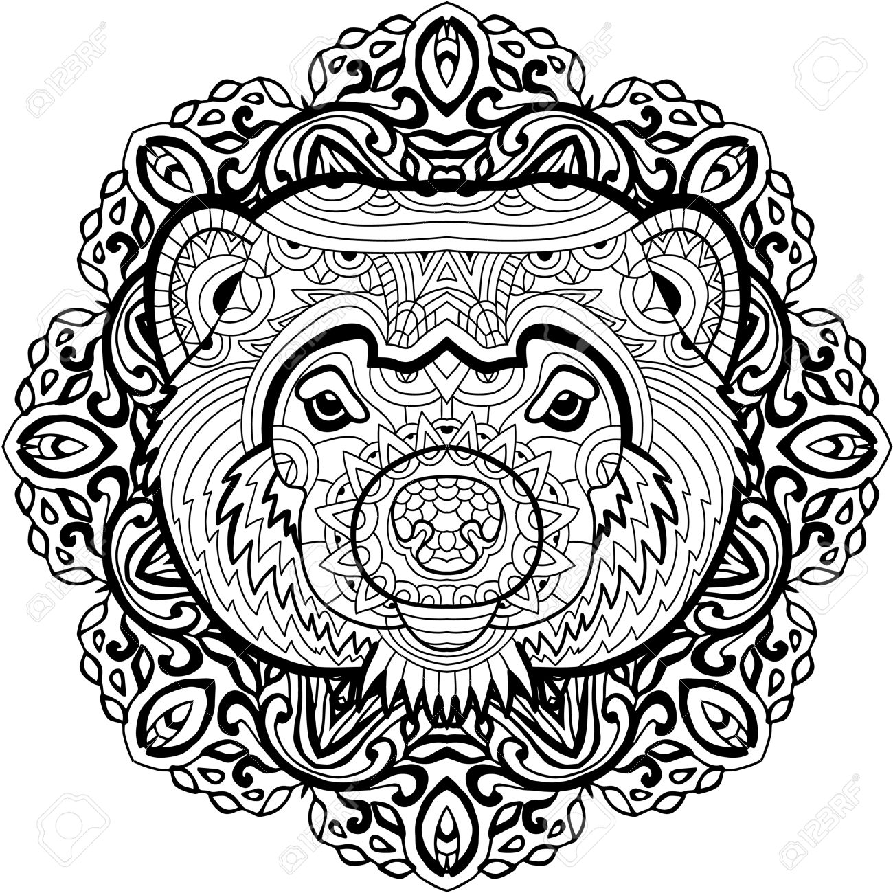 1300x1300 Painted The Wolverine On The Background Tribal Mandala Patterns