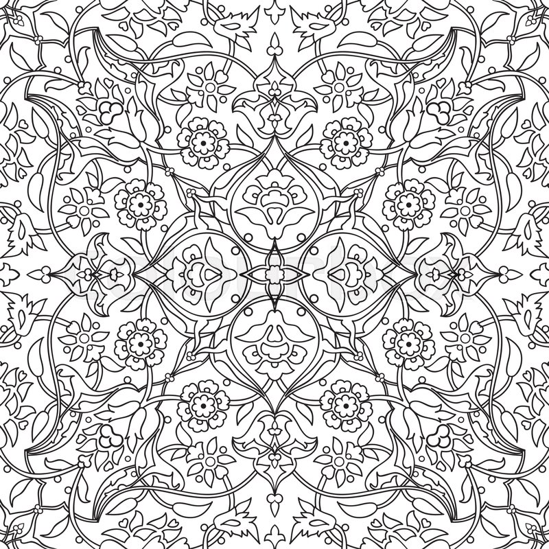 800x800 Stylized Flowers Oriental Doodle Wallpaper Seamless Abstract