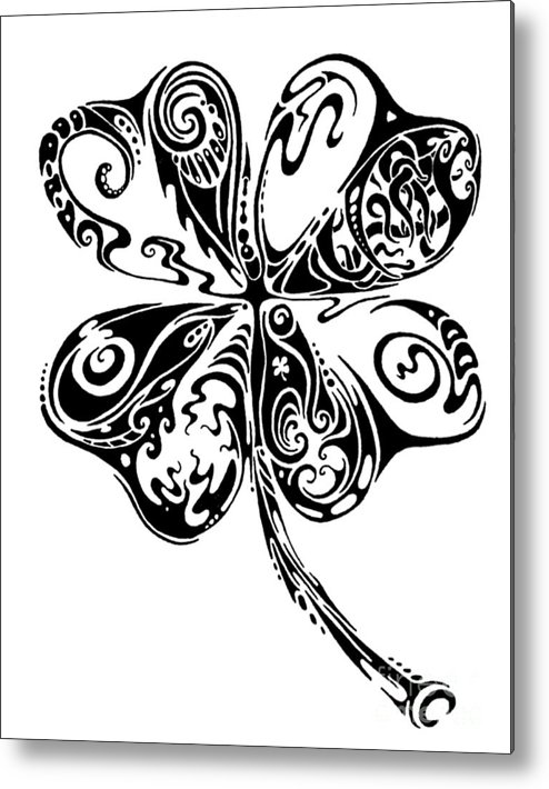 494x710 Tribal Shamrock Metal Print By John Benko
